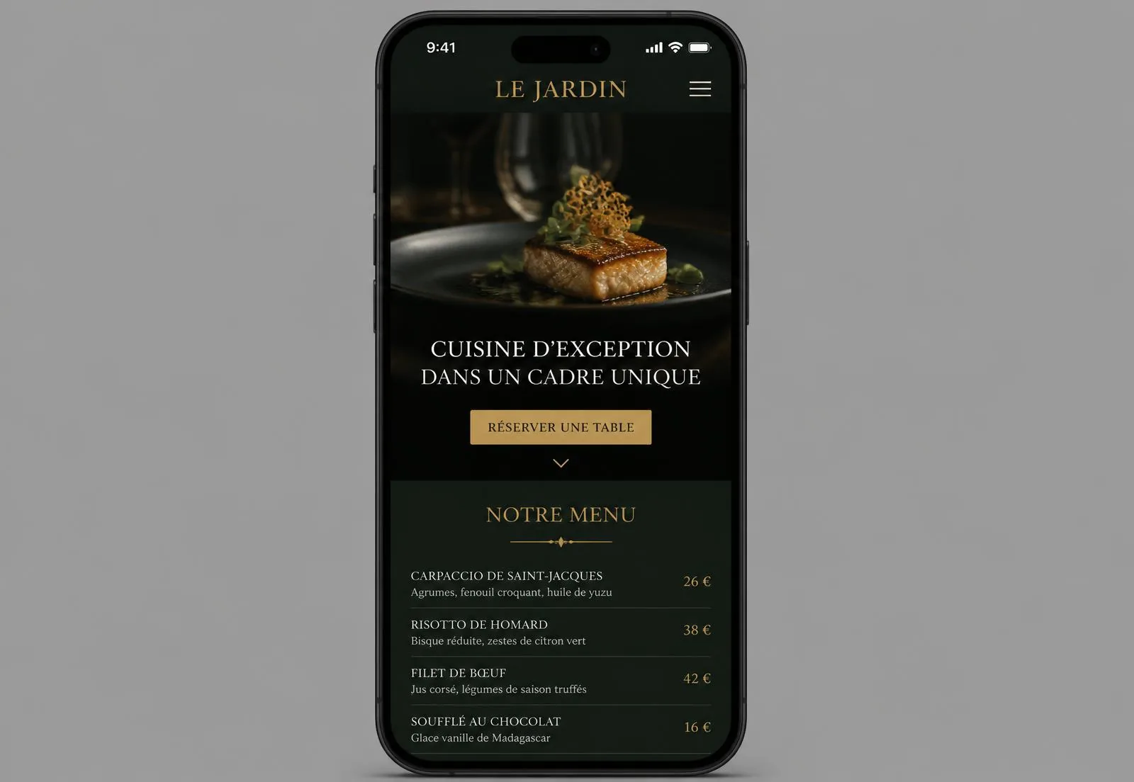 Le Jardin Restaurant — Gastronomie